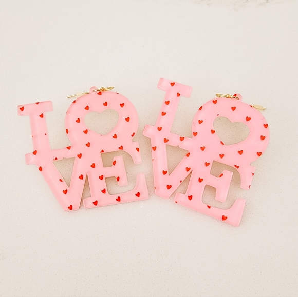 Acrylic LOVE Earrings - Picture 1 of 1